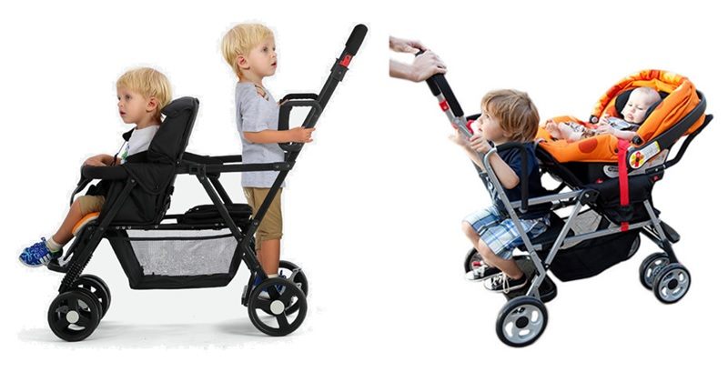 stroller with standing attachment